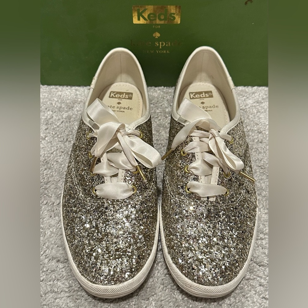 Keds for Kate Spade Platinum Glitter sneakers size 8